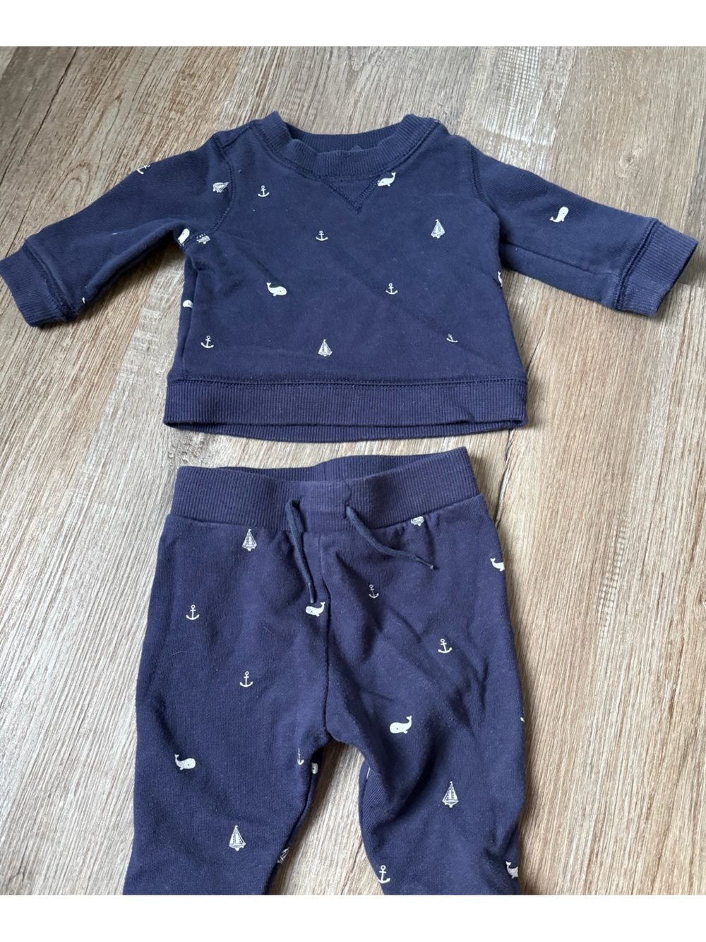 Jamie and Jack Navy Blue Nautical Two Piece Baby Outfit Summer Outfit 3 6 Mo - Picture 5 of 6